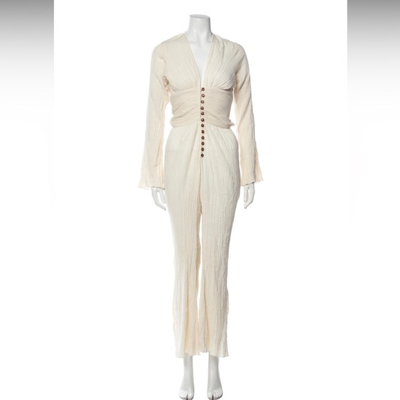 Savannah Morrow The Label Plunge Neckline Jumpsuit Size Medium - Picture 3 of 8